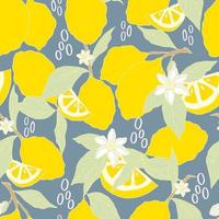 vector seamless pattern lemons and sliced lemons on a  background. Summer lemon pattern for background, fabric, paper, textile, invitations, web pages.