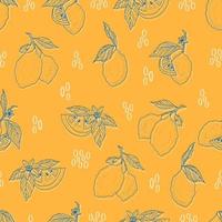 vector seamless pattern lemons and sliced lemons on a pink background. Summer lemon pattern for background, fabric, paper, textile, invitations, web pages.