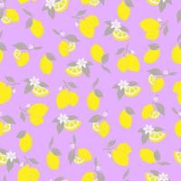 vector de patrones sin fisuras limones y limones en rodajas sobre un fondo rosa. patrón de limón de verano para fondo, tela, papel, textil, invitaciones, páginas web.