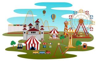 Fluid Amusement Park Fun Fair Carnival Flat Vector Illustration