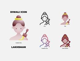 Diwali Character Lakhsman Icon Set vector