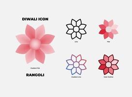 Diwali Rangoli Icon Set vector