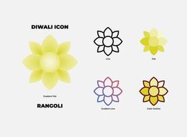 Diwali Rangoli Icon Set vector