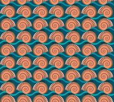 Nautilus shell seamless pattern background. Colorful repetitive nautilus conch vector