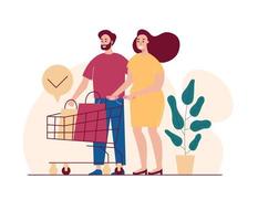 Happy men and woman shopping together vector