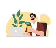 Office work concept with young man vector