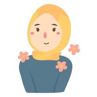 linda chica hijab de dibujos animados con flores vector