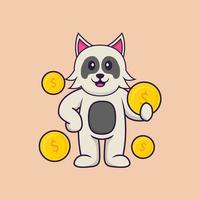 Ilustración de vector de personaje de dibujos animados de perro lindo.