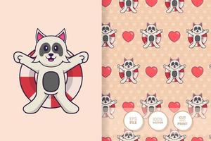 Cute dog cartoon character. seamless pattern background vector