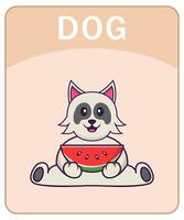 Alphabet flashcard with Cute dog cartoon character. vector