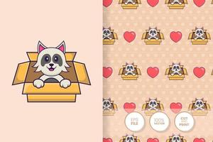 Cute dog cartoon character. seamless pattern background vector