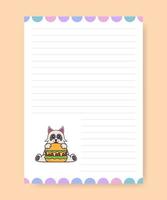 Planner page and to do list with cute dog. Cartoon vector illustration.