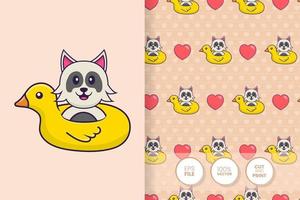 Cute dog cartoon character. seamless pattern background vector