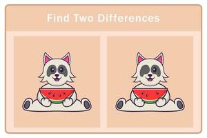 Cute dog cartoon character. Find differences. Educational game for children. Cartoon vector illustration