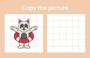 Copy the picture of a cute dog. Educational game for children. Cartoon vector illustration