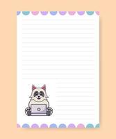 Planner page and to do list with cute dog. Cartoon vector illustration.