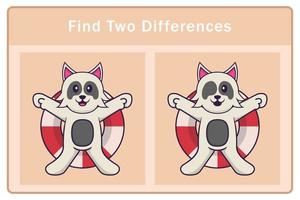 Cute dog cartoon character. Find differences. Educational game for children. Cartoon vector illustration