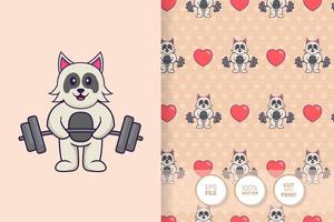 Cute dog cartoon character. seamless pattern background vector