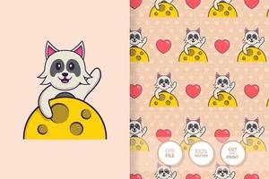 Cute dog cartoon character. seamless pattern background vector