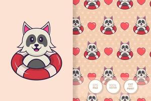 Cute dog cartoon character. seamless pattern background vector