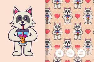 Cute dog cartoon character. seamless pattern background vector