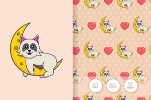 Cute dog cartoon character. seamless pattern background vector