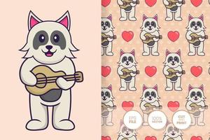 Cute dog cartoon character. seamless pattern background vector