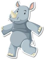 Happy rhinoceros cartoon character sticker vector