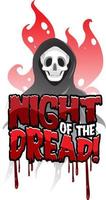 Night of the dread word banner with skeleton ghost vector