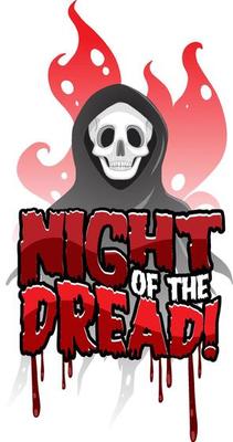 Night of the dread word banner with skeleton ghost