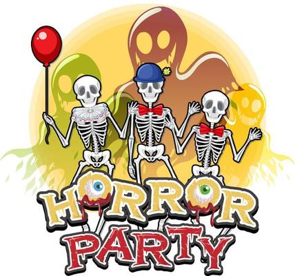 Horror party word banner with horror party