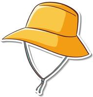 Sticker design with yellow bucket hat isolated vector