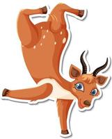 Deer dancing cartoon character sticker vector