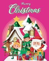 Merry Christmas poster template with Santa Claus and friends