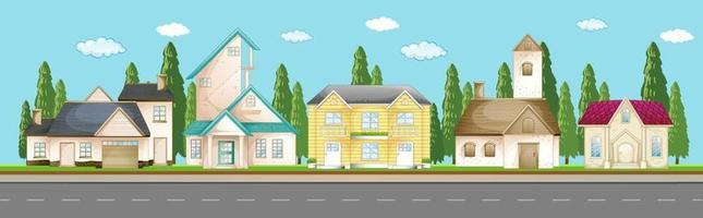 Front of urban houses along the street vector