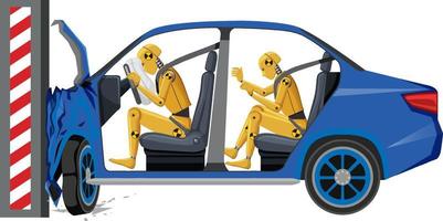 Crash test dummy with broken car vector