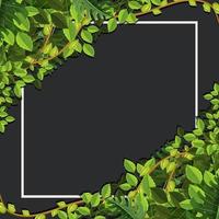 Square frame of green foliage card template vector