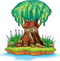 Fantasy tree house inside tree trunk vector