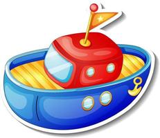 Boat toy cartoon sticker on white background vector