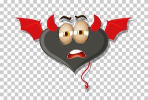 diablo en forma de corazón con expresión facial vector