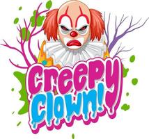 Creepy clown font with killer clown vector