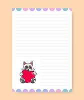 Planner page and to do list with cute dog. Cartoon vector illustration.