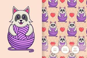 Cute dog cartoon character. seamless pattern background vector