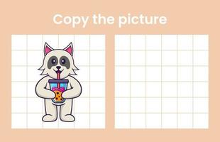 Copy the picture of a cute dog. Educational game for children. Cartoon vector illustration