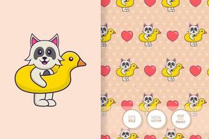 Cute dog cartoon character. seamless pattern background vector