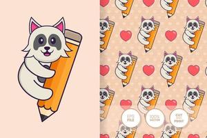 Cute dog cartoon character. seamless pattern background vector