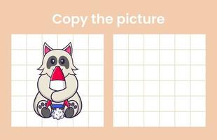 Copy the picture of a cute dog. Educational game for children. Cartoon vector illustration