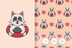 Cute dog cartoon character. seamless pattern background vector