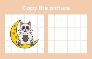 Copy the picture of a cute dog. Educational game for children. Cartoon vector illustration