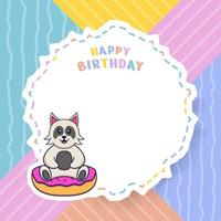 Happy Birthday greeting card with Cute dog cartoon character. Vector Illustration